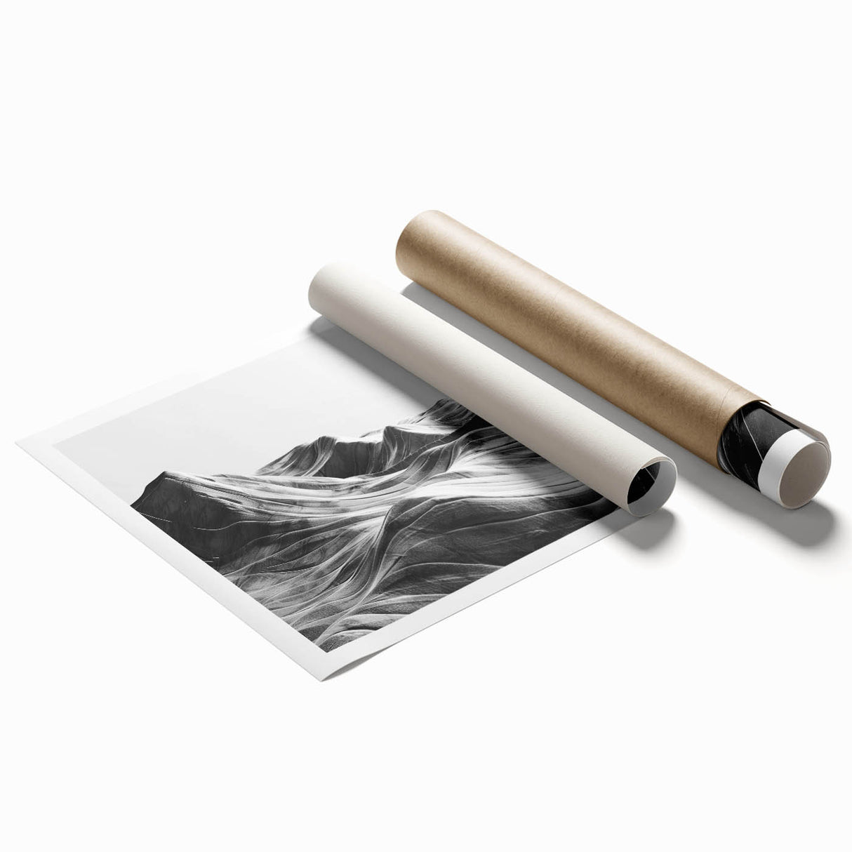 Vibrant rolled print of a serene valley landscape design, showcasing lush greenery and soft hills, ideal for home decor and art enthusiasts.