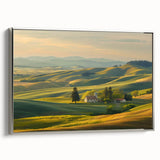Framed wall art canvas showcasing a serene valley landscape design with silver accents, perfect for modern home decor. Ideal for nature lovers and art enthusiasts.