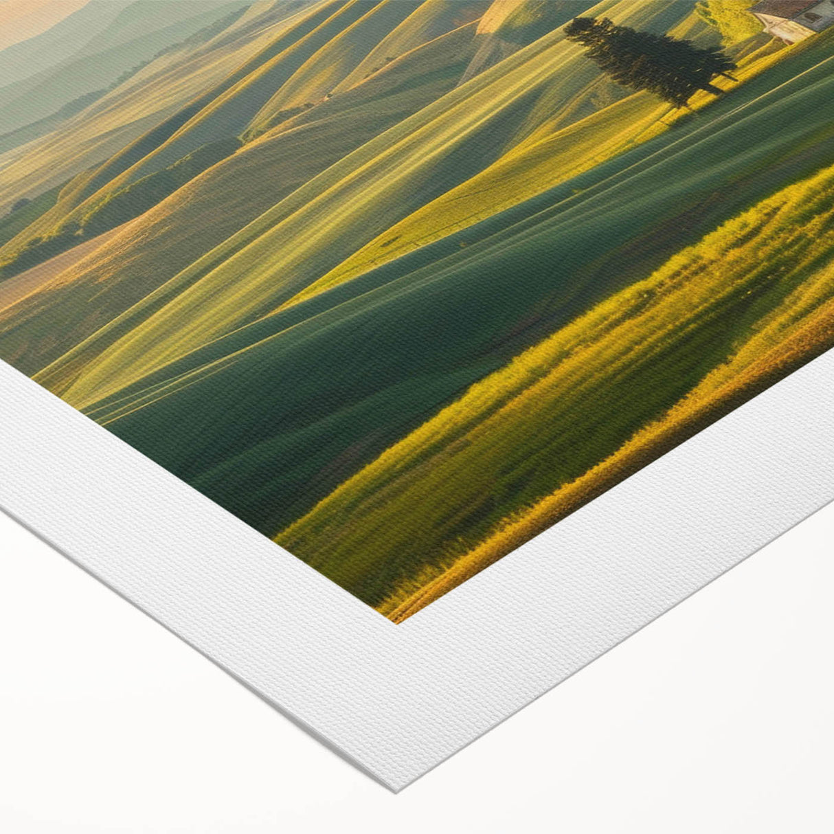 Vibrant rolled canvas wall art depicting a serene valley landscape, featuring lush greenery and rolling hills, perfect for home decor. Packaged securely for safe delivery.