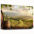 Acrylic wall art piece showcasing a serene valley landscape design, displayed from the side with visible pins, featuring vibrant colors and intricate details, perfect for home decor.