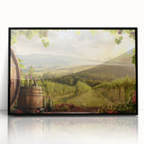 Framed acrylic wall art showcasing a serene valley landscape design with vibrant colors, featuring a black frame and modern aesthetic, perfect for home decor.