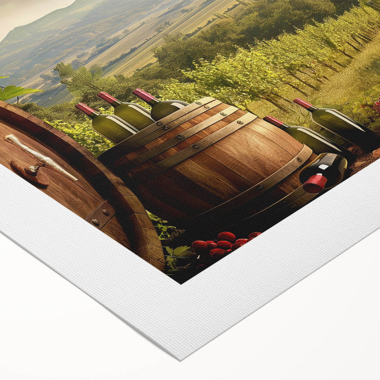 Vibrant rolled canvas wall art depicting a serene valley landscape with lush greenery and mountains, showcasing rich colors and intricate details, ideal for home decor.