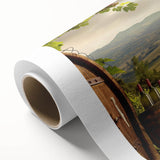 Stunning rolled canvas showcasing a vibrant abstract landscape design with rich colors, perfect for modern home decor, packaged securely in a protective tube.