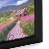 Framed canvas wall art showcasing a vibrant valley landscape design, emphasizing rich colors and intricate details, perfect for enhancing home decor and adding warmth to any room.