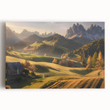 Stretched canvas wall art featuring a serene valley landscape design with vibrant colors and detailed textures, perfect for enhancing home decor.
