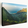 Stretched canvas wall art showcasing a picturesque valley landscape with vibrant colors and intricate details, perfect for enhancing home decor or office spaces.