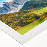Vibrant rolled canvas artwork depicting a serene valley landscape, featuring lush greenery and rolling hills, ideal for nature-inspired decor.