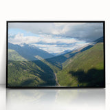 Framed acrylic wall art featuring a serene valley landscape design in vibrant colors, showcasing a black frame and adding a modern touch to home decor. Ideal for nature lovers seeking stylish wall accents.