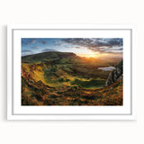 Framed wall art featuring a serene valley landscape design with a white mat, ideal for home decor. The piece adds a calming touch to any room and complements various interior styles.