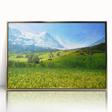 Framed acrylic wall art featuring a stunning valley landscape design with golden accents, perfect for enhancing modern home decor. The artwork captures vibrant colors and intricate details, making it a focal point in any living space.