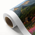 Stunning rolled canvas showcasing a serene valley landscape with lush greenery and vibrant colors, perfect for home decor and artistic ambiance in any room.