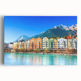 Stretched canvas artwork showcasing a serene village landscape, featuring vibrant colors and intricate details, perfect for enhancing home décor.