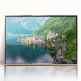 Framed acrylic wall art showcasing a stunning village landscape design, featuring vibrant colors and intricate details, perfect for home decor enhancement.