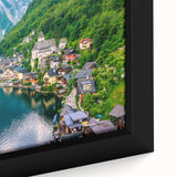 Framed canvas wall art showcasing a vibrant landscape village design with vivid colors and intricate details, ideal for home decor enhancement.