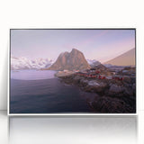 Framed acrylic wall art showcasing a vibrant landscape village design, featuring rich colors and intricate details, ideal for home decor enhancement.