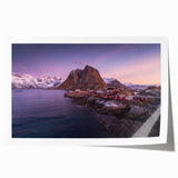 Rolled print of a vibrant landscape village scene, showcasing colorful houses and lush greenery, perfect for home decor and artistic wall displays.