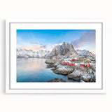 Framed wall art collection showcasing a picturesque village landscape design, featuring a white mat and sleek frame, perfect for home decor enhancement. Ideal for creating a serene and inviting atmosphere in any room.