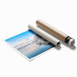 Rolled print of a vibrant landscape village design featuring lush greenery and colorful homes, ideal for home decor, shipped in protective packaging.