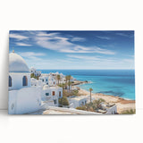 Stretched canvas artwork showcasing a serene village landscape with vibrant colors, perfect for home decor. Ideal for adding a touch of tranquility to any space.