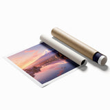 Rolled canvas print showcasing a vibrant landscape village design, featuring lush greenery and charming cottages, ideal for home decor or art collection.