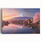 Stretched canvas artwork showcasing a vibrant landscape village scene with rolling hills and colorful homes, perfect for enhancing interior decor and adding warmth.