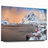 Acrylic wall art showcasing a vibrant village landscape design, displayed without pins, featuring rich colors and intricate details, perfect for home decor.