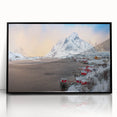 Framed acrylic wall art featuring a picturesque village landscape design in vibrant colors, set against a sleek black frame, perfect for home decor enhancement.