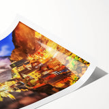 Rolled print showcasing a vibrant landscape village design, featuring lush greenery and quaint homes under a bright sky, ideal for home decor enhancement.