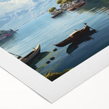 Rolled canvas art piece depicting a serene village landscape with vibrant colors and intricate details, ideal for home decor or art enthusiasts. The artwork showcases a harmonious blend of nature and architecture, emphasizing tranquility and beauty in a rural setting.