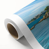 Rolled canvas artwork showcasing a vibrant landscape village scene with rich colors and intricate details, ideal for interior decor and art enthusiasts. This piece adds a charming touch to any space, highlighting the beauty of rural life.