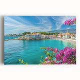 Stretched canvas wall art featuring a serene village landscape design with vibrant colors and intricate details, perfect for enhancing home decor and creating a tranquil atmosphere.