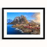 Framed wall art collection showcasing a vibrant village landscape design with a black mat, perfect for home décor. Ideal for adding artistic flair to living spaces.