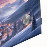 Close-up of a vibrant acrylic glass wall art piece showcasing a colorful landscape village design, perfect for modern home decor, featuring rich hues and intricate details.