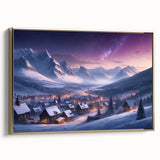 Framed canvas wall art showcasing a stunning landscape village design with rich gold accents, perfect for enhancing home decor. This elegant piece adds a touch of sophistication and warmth to any interior space.