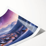 Stunning rolled print of a vibrant landscape village scene, showcasing lush greenery and quaint houses, ideal for home decor and artistic wall displays.