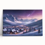 Stretched canvas wall art showcasing a vibrant village landscape, featuring lush greenery and colorful houses, perfect for home decor and artistic ambiance.