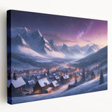 Stretched canvas wall art showcasing a vibrant landscape village design, featuring rich colors and intricate details, ideal for enhancing home decor aesthetics.