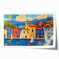 Rolled print showcasing a vibrant landscape village scene, featuring rich colors and intricate details, ideal for home decor. Packaged in protective cardboard tube.
