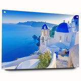 Acrylic glass wall art featuring a serene landscape village design, showcasing vibrant colors and intricate details, ideal for home decor and artistic displays.