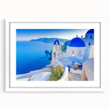 Framed wall art collection showcasing a serene landscape village design, featuring a white mat and modern frame, perfect for enhancing home decor aesthetics.