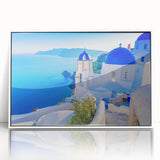 Framed acrylic wall art showcasing a vibrant landscape village design, featuring a harmonious blend of colors and intricate details, perfect for enhancing home decor.