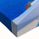 Close-up of a stretched canvas wall art piece showcasing a vibrant landscape village design, featuring rich colors and intricate details that enhance any decor.