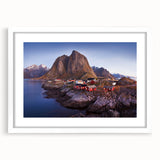 Framed wall art featuring a serene landscape design with vibrant colors and intricate details, presented in a white mat for an elegant finish, perfect for home decor.