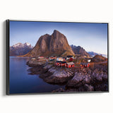 Framed wall art collection showcasing a vibrant landscape village design on canvas, featuring a black frame and side view perspective that highlights its artistic depth and detail. Ideal for home decor enthusiasts looking to enhance their living space with unique artwork.