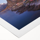 Rolled canvas showcasing a vibrant landscape village scene with rich colors and intricate details, ideal for adding warmth and character to home decor.