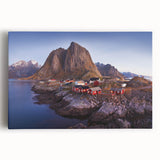 Stretched canvas artwork showcasing a vibrant village landscape design, featuring lush greenery and colorful houses, ideal for enhancing home decor aesthetics.