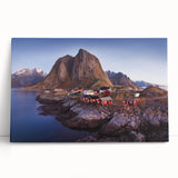 Stretched canvas wall art featuring a vibrant village landscape design, showcasing lush greenery and serene homes, adding a calming touch to any decor.