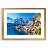 Elegant gold-framed wall art featuring a serene village landscape design, showcasing earthy tones and intricate details, ideal for enhancing home decor.