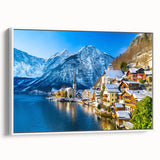 Framed canvas wall art featuring a serene village landscape design, showcasing vibrant colors and intricate details, ideal for home decor enhancement.