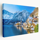 Stretched canvas wall art showcasing a vibrant landscape village design, featuring rich colors and intricate details, ideal for enhancing home decor aesthetics.